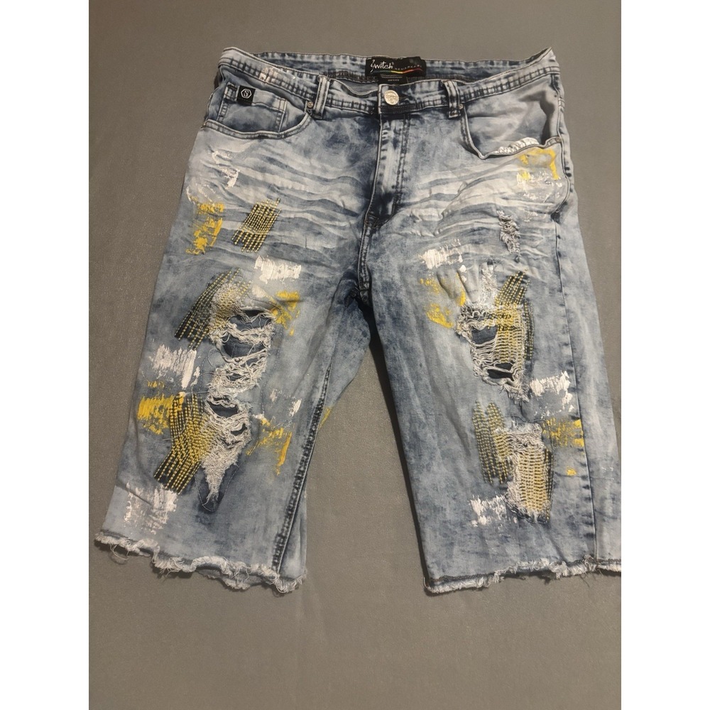 Original Switch Remarkable Y2K Jean Shorts Mens 36 Distressed Denim Blue Grunge